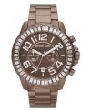 Start your day off with a little sparkle with this espresso hued watch embellished with stone accents, by Michael Kors.