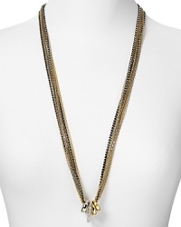Make edgy glamour your signature with Giles & Brother's multi chain link necklace. A mash-up of metals and tones, this piece hints at downtown chic. Make edgy glamour your signature with Giles & Brother's multi chain link necklace. A mash-up of metals and tones, this piece hints at downtown chic.