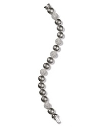 Add Nadri's pavé bracelet to your collection for shapely and high-shine versatility. The disc-decked beauty beguiles laid-back or frilly looks every day of the week. Add Nadri's pavé bracelet to your collection for shapely and high-shine versatility. The disc-decked beauty beguiles laid-back or frilly looks every day of the week.