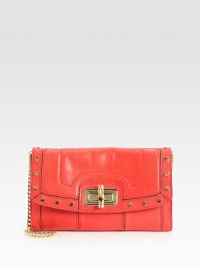 Polished studs and a bamboo-inspired clasp adorn this structured design of snake-embossed leather. Chain shoulder strap, 11¾ dropTurn-lock flap closureOne outside open pocketOne inside zip pocketTwo inside open pocketsFully lined11W X 6½H X 1¾DImported Polished studs and a bamboo-inspired clasp adorn this structured design of snake-embossed leather. Chain shoulder strap, 11¾ dropTurn-lock flap closureOne outside open pocketOne inside zip pocketTwo inside open pocketsFully lined11W X 6½H X 1¾DImported