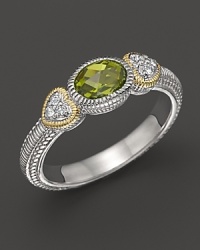 Judith Ripka Sterling Silver and 18K Gold Ambrosia Stackable Ring with White Sapphires and Peridot Judith Ripka Sterling Silver and 18K Gold Ambrosia Stackable Ring with White Sapphires and Peridot