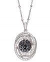 Swirling sophistication. Wrapped in Love's™ sterling silver necklace and pendant are adorned with single- and full-cut white diamonds (1/2 ct. t.w.) and black diamonds (1/2 ct. t.w.) for a look that's visually stunning. Approximate length: 18 inches. Approximate drop: 2 inches.