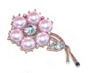 RJ Graziano Silver Crystal Pink Pearl Flower Pin Brooch