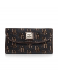 Dooney & Bourke celebrates their timeless looks with a fresh 1975-themed signature print that makes the continental wallet all the more stylish. Dooney & Bourke celebrates their timeless looks with a fresh 1975-themed signature print that makes the continental wallet all the more stylish.