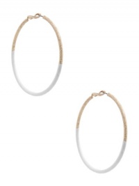 GUESS White And Gold-Tone Hoop Earrings, GOLD GUESS White And Gold-Tone Hoop Earrings, GOLD