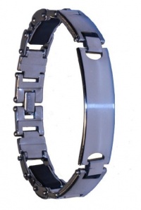 Dynamis jewelry, stainless steel/ 2 silicone link w/ cross and engravable ID plate Dynamis jewelry, stainless steel/ 2 silicone link w/ cross and engravable ID plate