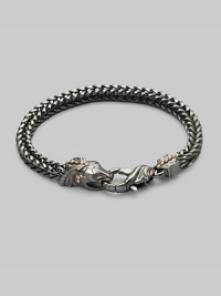 A handsome, thoroughly modern chain design in rhodium-plated sterling silver with a snakehead clasp and rose gold-plated detail. Sterling silver 8¾ long Imported A handsome, thoroughly modern chain design in rhodium-plated sterling silver with a snakehead clasp and rose gold-plated detail. Sterling silver 8¾ long Imported