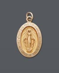 Stay true to your religious beliefs. This beautifully-crafted 14k gold pendant features the Virgin Mary and makes the perfect communion or confirmation gift. Approximate length: 3/4 inch.