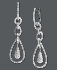 Red carpet-worthy and ready to shine. EFFY Collection's dazzling drop earrings feature a link and teardrop shape that sparkles with the addition of round-cut diamonds (7/8 ct. t.w.). Crafted in 14k white gold. Approximate drop: 1-13/16 inches.