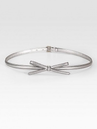 Skinny saffiano calfskin leather embellished with a pretty bow detail.Goldtone metal hardwareWidth, about .5Made in Italy Skinny saffiano calfskin leather embellished with a pretty bow detail.Goldtone metal hardwareWidth, about .5Made in Italy