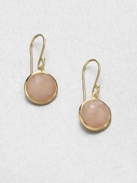From the Lollipop Collection. The warm glow of faceted peach moonstone is rich and elegant set in 18k gold.Peach moonstone18k yellow goldDiameter, about .9Ear wireImported