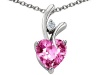 Original Star K(tm) Lab Created Heart Shaped 8mm Pink Sapphire Pendant