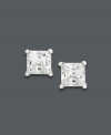 Embrace a look fit for royalty. These stunning stud earrings feature princess-cut diamonds (3/4 ct. t.w.) that shine in a 14k white gold setting. Approximate diameter: 1/6 inch.