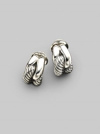 Bold ribbons of smooth and textured sterling silver intertwine in a chunky design with rich character. Sterling silver Length, about ¾ Post-and-hinge back Made in USA Bold ribbons of smooth and textured sterling silver intertwine in a chunky design with rich character. Sterling silver Length, about ¾ Post-and-hinge back Made in USA