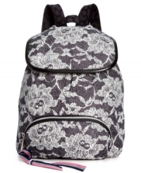 Too cool for school, this posh pack from Teen Vogue is a major must-have. Decked out in a fun floral pattern with contrasting trim, it offers a roomy interior to stash laptop, books, phone and any other extras. Too cool for school, this posh pack from Teen Vogue is a major must-have. Decked out in a fun floral pattern with contrasting trim, it offers a roomy interior to stash laptop, books, phone and any other extras.