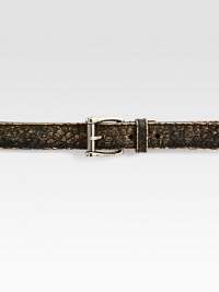 Grainy leather belt with square buckle and embossed Gucci logo.Palladium hardwareLeatherAbout 1 wideMade in Italy Grainy leather belt with square buckle and embossed Gucci logo.Palladium hardwareLeatherAbout 1 wideMade in Italy