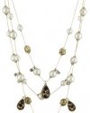 Betsey Johnson Multi-Row Crystal Leopard Teardrop Illusion Necklace