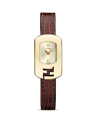 This fashionable timepiece from Fendi features a diamond-accented dial and a lizard grain leather strap. This fashionable timepiece from Fendi features a diamond-accented dial and a lizard grain leather strap.