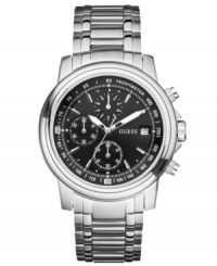Some classics never go out of style. The timeless steel design of this GUESS watch is another fine example of expert craftsmanship. Some classics never go out of style. The timeless steel design of this GUESS watch is another fine example of expert craftsmanship.
