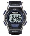 Drive towards improved performance with this Timex watch. Black and blue resin case and velcro strap. Digital display dial with logo, lap counter and INDIGLO. Quartz movement. Water resistant to 200 meters. One-year limited warranty.