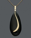 Sweeping sophistication. Almond-shaped onyx pendant (18-38 mm) accented by sweeping 14k gold ribbon. Necklace crafted in 14k gold. Approximate length: 18 inches. Approximate drop: 2 inches.