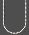 Add a touch of long and luxurious pearls to your look. This polished strand by Belle de Mer features A+ Akoya cultured pearls (8-8-1/2 mm) set in 14k gold. Approximate length: 36 inches.