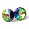 12MM 'Vitrail' Medium Iridescent Rainbow Jewel Tone Violet, Blue & Green Swarovski Crystal Elements Round Stud Earrings, Hypoallergenic Posts