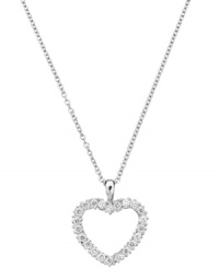 Clearly chic. Embellished with dazzling clear cubic zirconias (3/8 ct. t.w.), CRISLU's children's heart pendant necklace makes the perfect present for your little one. Crafted in sterling silver over platinum. Approximate length: 13 inches + 1-1/2 inch extender. Approximate drop: 5/8 inch. Clearly chic. Embellished with dazzling clear cubic zirconias (3/8 ct. t.w.), CRISLU's children's heart pendant necklace makes the perfect present for your little one. Crafted in sterling silver over platinum. Approximate length: 13 inches + 1-1/2 inch extender. Approximate drop: 5/8 inch.