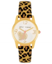 Hit the ground running. This Betsey Johnson watch is covered in leopard spots and signature Betsey style.