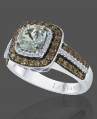 You'll adore the soothing hues and eye-catching style of this beautiful ring by Le Vian. Featuring cushion-cut aquamarine (3/4 ct. t.w.) and round-cut chocolate diamonds® (3/4 ct. t.w.) set in 14k white gold. Size 7.