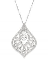 Serious sparkle. Cubic zirconias (1-1/2 ct. t.w.) and crystals shine brightly on this pretty pendant necklace from Eliot Danori. Set in silver tone mixed metal, it's sure to stand out whenever you wear it! Approximate length: 16 inches + 2-inch extender. Approximate drop: 1-1/2 inches. Serious sparkle. Cubic zirconias (1-1/2 ct. t.w.) and crystals shine brightly on this pretty pendant necklace from Eliot Danori. Set in silver tone mixed metal, it's sure to stand out whenever you wear it! Approximate length: 16 inches + 2-inch extender. Approximate drop: 1-1/2 inches.