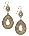 Drops are in, and INC International Concepts shows it with these lovely earrings. They're crafted from 12k gold-plated mixed metal and feature black glass accents. Approximate drop: 2-1/2 inches.