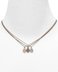 Stone-embellished Hamsa pendant necklace from Crislu. Stone-embellished Hamsa pendant necklace from Crislu.