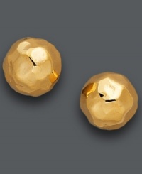 Chic simplicity. Stud earrings are every girl's best friend. This Studio Silver style is no exception with its shining 18k gold over sterling silver setting and trendy, hammered design. Approximate diameter: 8 mm. Chic simplicity. Stud earrings are every girl's best friend. This Studio Silver style is no exception with its shining 18k gold over sterling silver setting and trendy, hammered design. Approximate diameter: 8 mm.