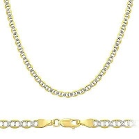 Solid 14k Yellow White Gold Pave Gucci Chain Necklace 3mm 24