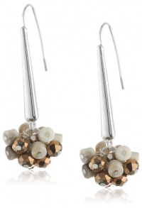 Kenneth Cole New York Urban Naturals Ivory and Bronze Shaky Bead Long Drop Earrings