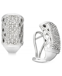 Channel a little vintage inspiration. These delightfully-intricate drop earrings feature dozens of round-cut diamonds (1/3 ct. t.w.) and a cut-out crisscross pattern at the sides. Crafted in polished sterling silver. Approximate drop: 3/4 inch. Channel a little vintage inspiration. These delightfully-intricate drop earrings feature dozens of round-cut diamonds (1/3 ct. t.w.) and a cut-out crisscross pattern at the sides. Crafted in polished sterling silver. Approximate drop: 3/4 inch.