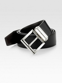 Smooth calfskin with metal buckle.About 1¼ wide Made in Italy Smooth calfskin with metal buckle.About 1¼ wide Made in Italy