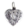 Peacock Puffed Heart Vintage Style 925 Sterling Silver Traditional Charm or Pendant