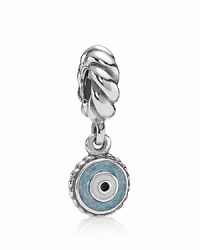 A protective talisman in colored enamel dangles from a twisted sterling silver charm. By PANDORA. A protective talisman in colored enamel dangles from a twisted sterling silver charm. By PANDORA.