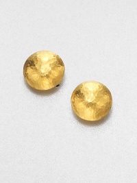 A simply chic design in radiant and luxurious, hammered 24k gold. 24k goldSize, about .5Post backImported A simply chic design in radiant and luxurious, hammered 24k gold. 24k goldSize, about .5Post backImported