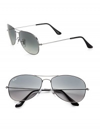 The eternally cool aviator design in lightweight metal. Available in silver with crystal grey gradient lens. Metal temples100% UV protectionMade in Italy The eternally cool aviator design in lightweight metal. Available in silver with crystal grey gradient lens. Metal temples100% UV protectionMade in Italy