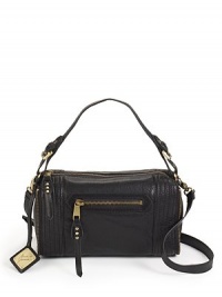 THE LOOKRectangular shapeLeather shoulder and crossbody strapsTop zip closureTopstitched side panels with zipper edgingLogo tagOne outside zip pocketOne inside zip pocket with logo patchTwo inside open pocketsTHE FITAdjustable shoulder strap, 5-7 dropRemovable, adjustable shoulder strap, 21½-25½ drop11½W X 7½H X 5DTHE MATERIALLeatherFully linedORIGINImported THE LOOKRectangular shapeLeather shoulder and crossbody strapsTop zip closureTopstitched side panels with zipper edgingLogo tagOne outside zip pocketOne inside zip pocket with logo patchTwo inside open pocketsTHE FITAdjustable shoulder strap, 5-7 dropRemovable, adjustable shoulder strap, 21½-25½ drop11½W X 7½H X 5DTHE MATERIALLeatherFully linedORIGINImported