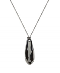 Jet set: Wherever you're headed next, don't forget to bring along Swarovski's minimally elegant jet crystal drop pendant necklace. It's versatile enough to wear with a variety of outfits, whether casual or dressy. Made in ruthenium tone mixed metal. Approximate length: 15 inches. Approximate drop: 1-1/8 inches. Jet set: Wherever you're headed next, don't forget to bring along Swarovski's minimally elegant jet crystal drop pendant necklace. It's versatile enough to wear with a variety of outfits, whether casual or dressy. Made in ruthenium tone mixed metal. Approximate length: 15 inches. Approximate drop: 1-1/8 inches.