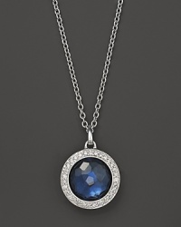 Vibrant London blue topaz is set in a glittering diamond bezel on Ippolita's Lollipop necklace. Vibrant London blue topaz is set in a glittering diamond bezel on Ippolita's Lollipop necklace.