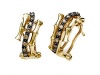 Carlo Viani® Smokey Quartz Bamboo Earrings in 14k Yellow Gold Plated Silver