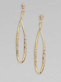 From the Miss Havisham Collection. Dazzling Swarovski crystals embellish beautifully twisted, goldtone drops. Swarovski crystalsGoldtoneDrop, about 3Surgical steel post backMade in USA From the Miss Havisham Collection. Dazzling Swarovski crystals embellish beautifully twisted, goldtone drops. Swarovski crystalsGoldtoneDrop, about 3Surgical steel post backMade in USA