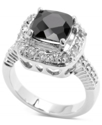 A touch of glass goes a long way in this ring from City by City. Crafted from silver-tone mixed metal, the ring features square pave accents for a truly lustrous statement. Size 7. A touch of glass goes a long way in this ring from City by City. Crafted from silver-tone mixed metal, the ring features square pave accents for a truly lustrous statement. Size 7.