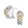 925 Silver, Citrine & Diamond Oxidized Earrings with 14k Gold Accents (0.12ctw)