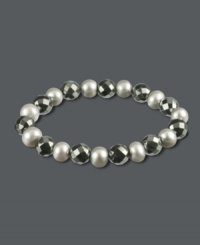 Add sophistication to your style. This chic beaded bracelet features faceted hematite (127-3/4 ct. t.w.) and grey cultured freshwater pearls (7-5/8 mm). Bracelet stretches to fit wrist. Approximate length:7-1/2 inches. Add sophistication to your style. This chic beaded bracelet features faceted hematite (127-3/4 ct. t.w.) and grey cultured freshwater pearls (7-5/8 mm). Bracelet stretches to fit wrist. Approximate length:7-1/2 inches.
